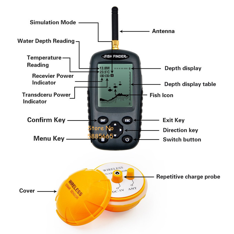 Smart Portable 50M Depth Sonar - Fishing Boat Depth Finder 评论和价格
