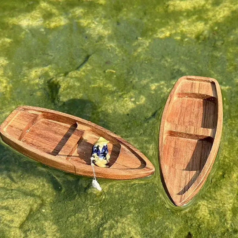 Handmade Wooden Boat Mini Floa - Fishing Boat Oar 评论和价格