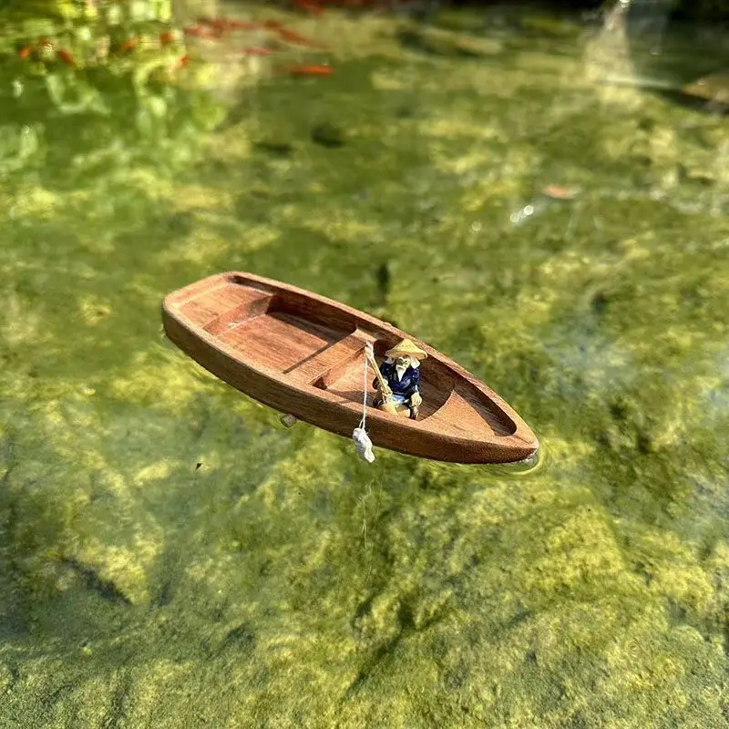 Handmade Wooden Boat Mini Floa - Fishing Boat Oar 评论和价格