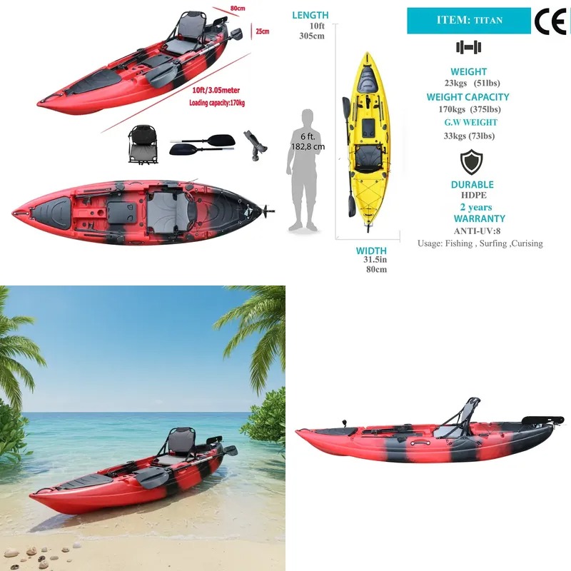 10ft Single Seat Sit on Fishin - Fishing Boat Paddle 评论和价格