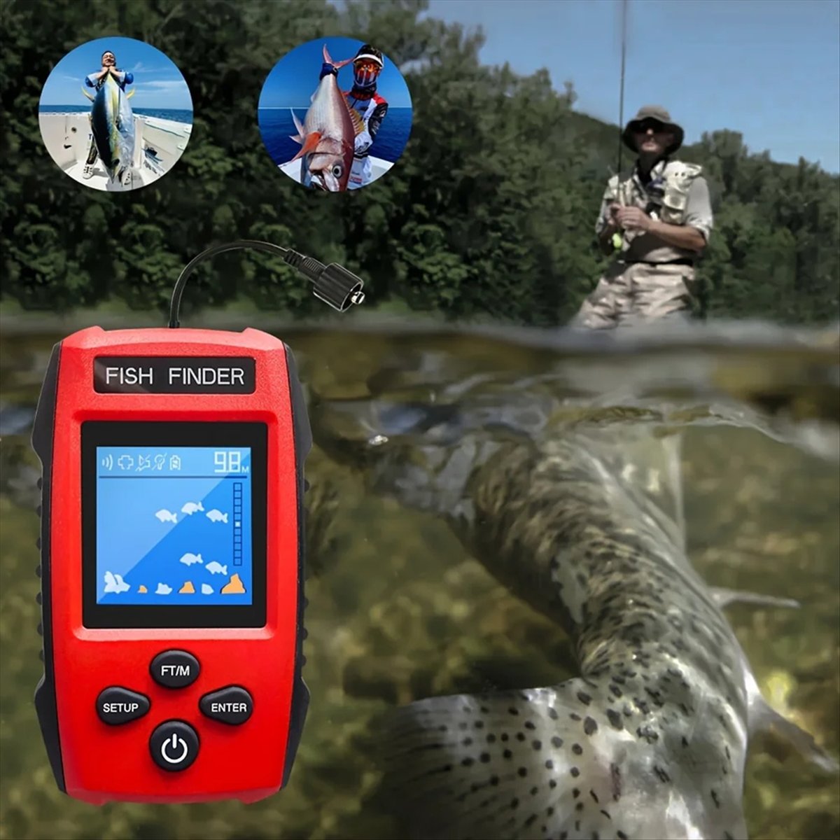 Color LCD Fish Finder Wired So - Fishing Boat Depth Finder 评论和价格