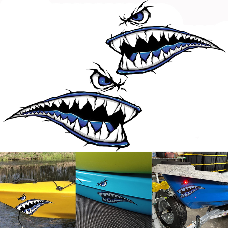 2PCS Shark Teeth Mouth Boat St - Fishing Boat Oar 评论和价格