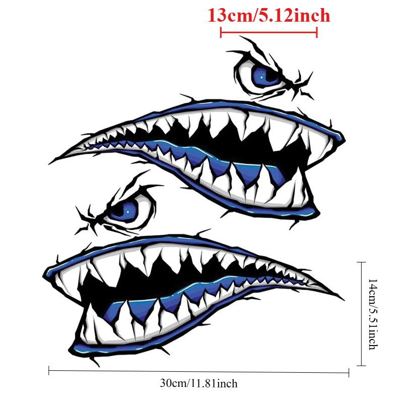 2PCS Shark Teeth Mouth Boat St - Fishing Boat Oar 评论和价格